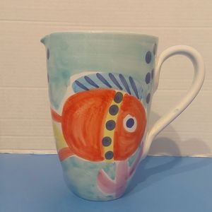Handpainted Pitcher Brightly Colored Fish made in Italy